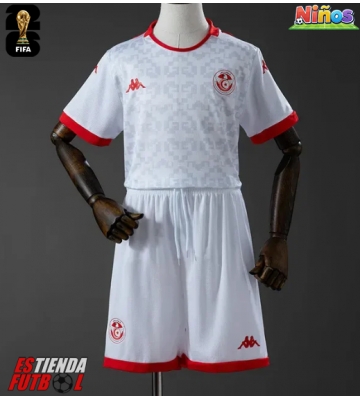 Túnez Segunda Equipación Niños Mundial 2026 Manga Corta (+ Pantalones cortos)